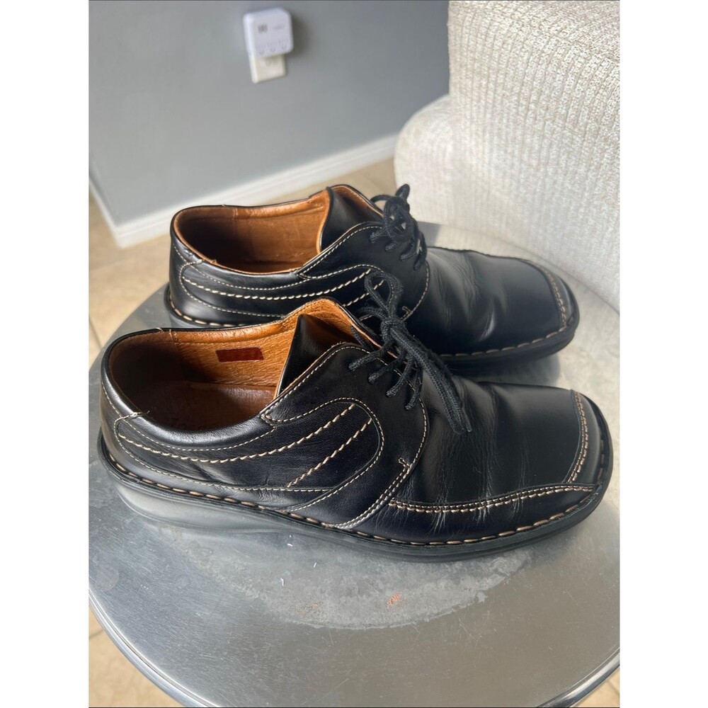Josef Seibel Black Leather Women's Lace-Up Loafers - Picture 2 of 9